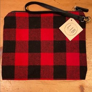L.I.B Plaid wool clutch, new with tags